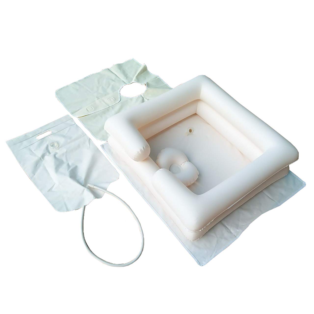 

HAMILO Hair Washing Station, Elderly Care, Shampooing Stand, Air-Powered, with Pillow, Simple Shower, Hair Washing Basin (Air-Powered)