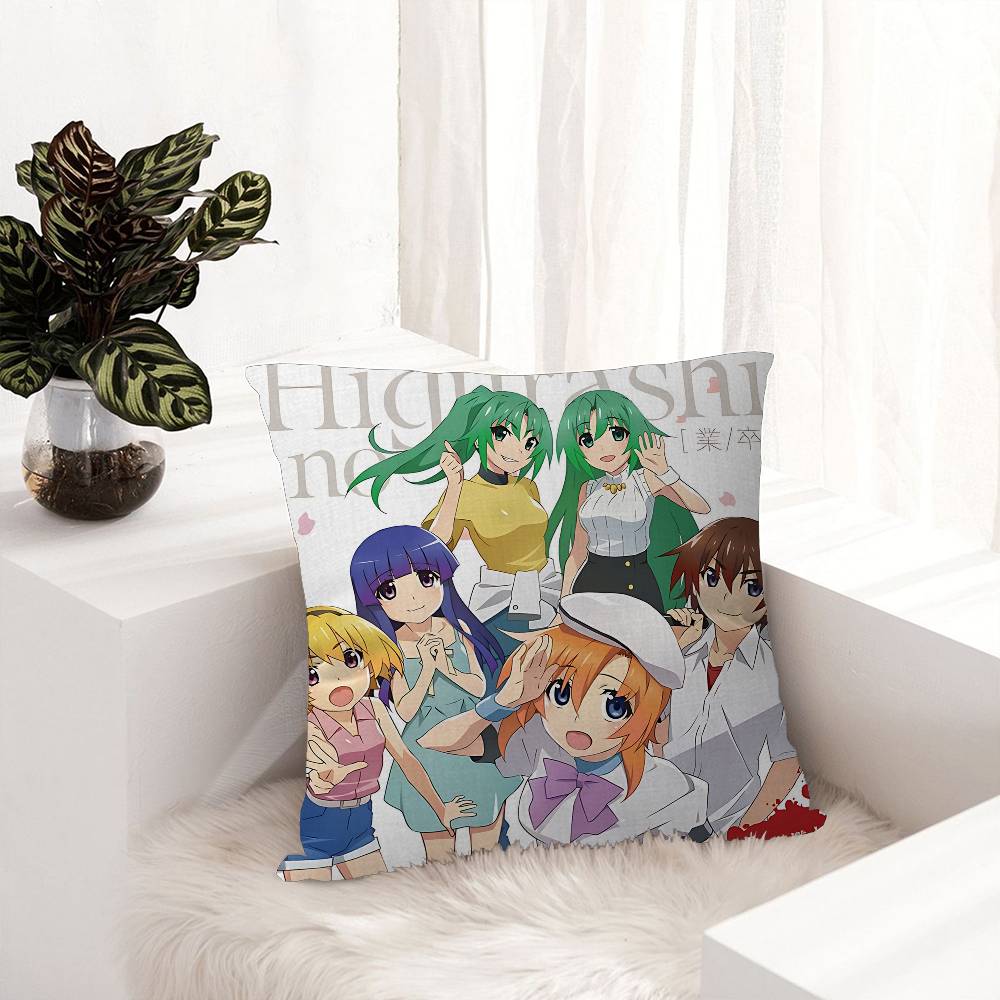 Higurashi When They Cry Cartoon Personalized Picture Text Home Decorative Pillows Household Gifts 45x45cm