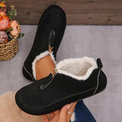 Women's Winter Warm Snow Boots Women Suede Solid Color Keep Warm Flat Bottom Shoes Fashion Daily Soft Casual Cotton Shoes