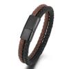Hot Sale Spot Fashion Double Layer Multicolor Leather Stainless Steel Bracelet For Men