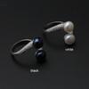 Double Pearl Rings Women Daughter Gift Bridal Black Pearl Ring