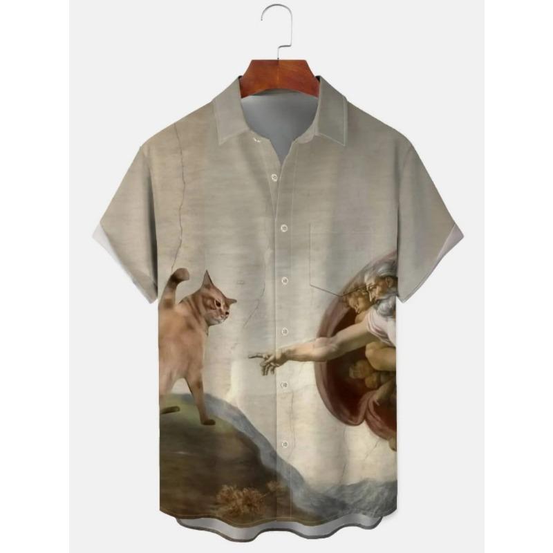 2026 Summer New Men's Top 3D Digital Printed Abstract Hawaiian Collar Short Sleeve Shirt