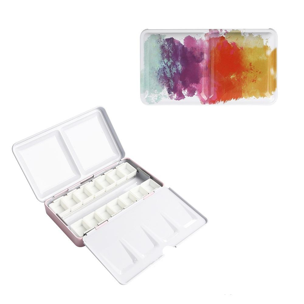 Foldable Watercolor Storage Empty Watercolor Paint Box Multi-function Painting Box  School Colorful