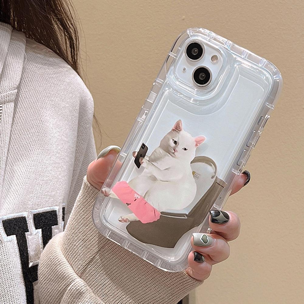 Funny Bag Cat Pattern Clear Phone Case For iPhone 17 Pro Max 16 15 14 13 12 11 Pro Max X XR15 Plus 16E 17Air Bumper Cover