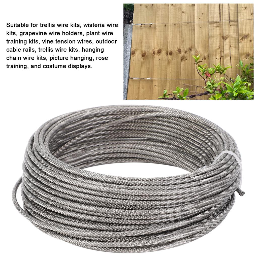 Wire Rope Cable Kit Wire Rope Kit 66ft Length 3mm Diameter 304 Stainless Steel Wire Turnbuckle Lock Kit for Garden