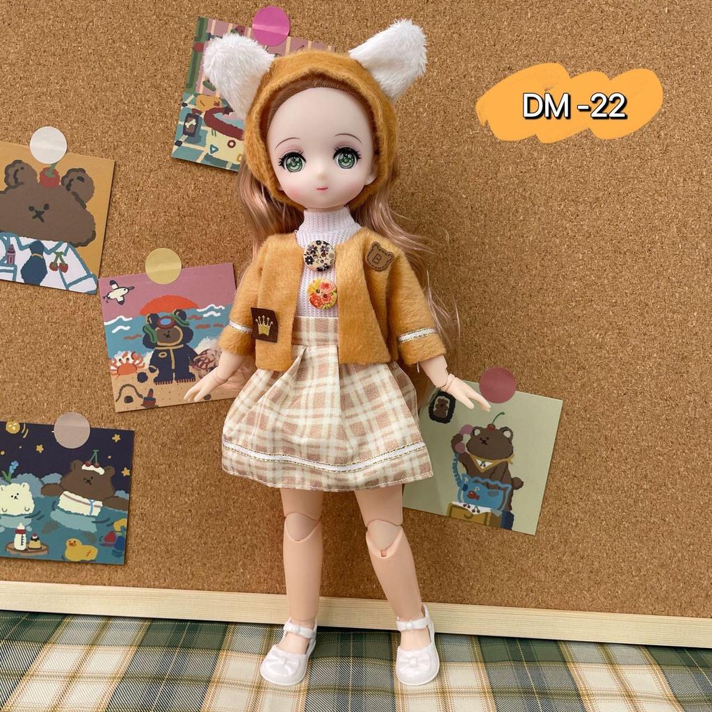 30CM Mini Movable 23Jointed Doll Girls Toy 3D Big Eyes BJD Princess Full Outfits Dresses Collection Childrens Doll Gift