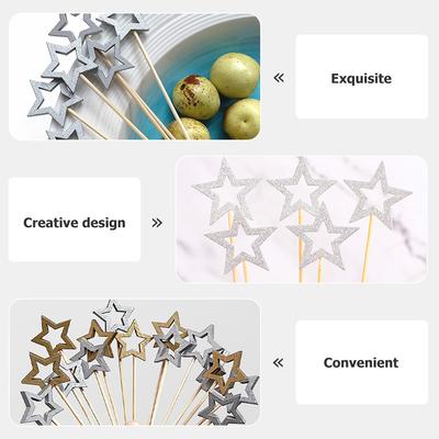 100pcs Christmas Food Picks Bamboo Fruit Picks For Party Appetizer Decorative Cocktail Supplies Kids Safe Snack Sticks Home Use