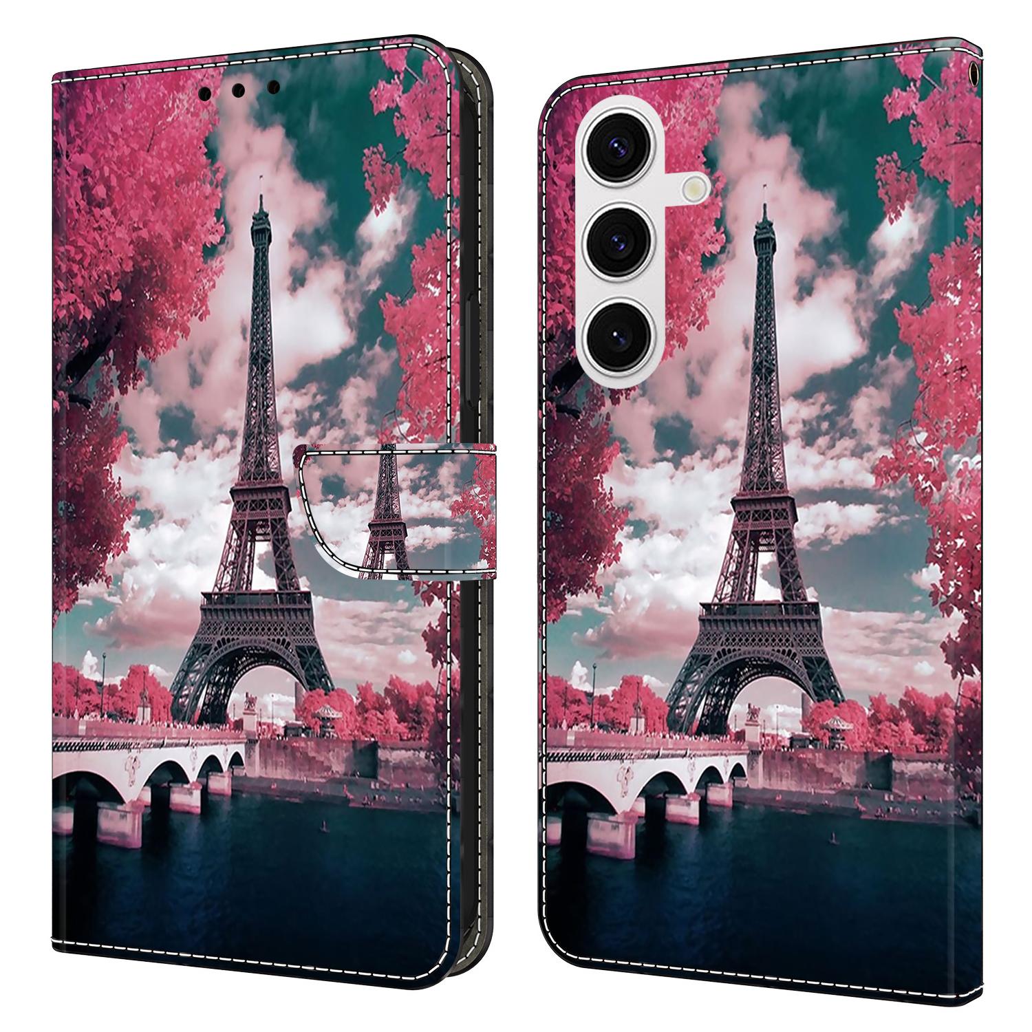 

Шкіряний чохол-гаманець із візерунком, що друкується, зі стійкою, відкидний для Samsung Galaxy S25 Eiffel Tower