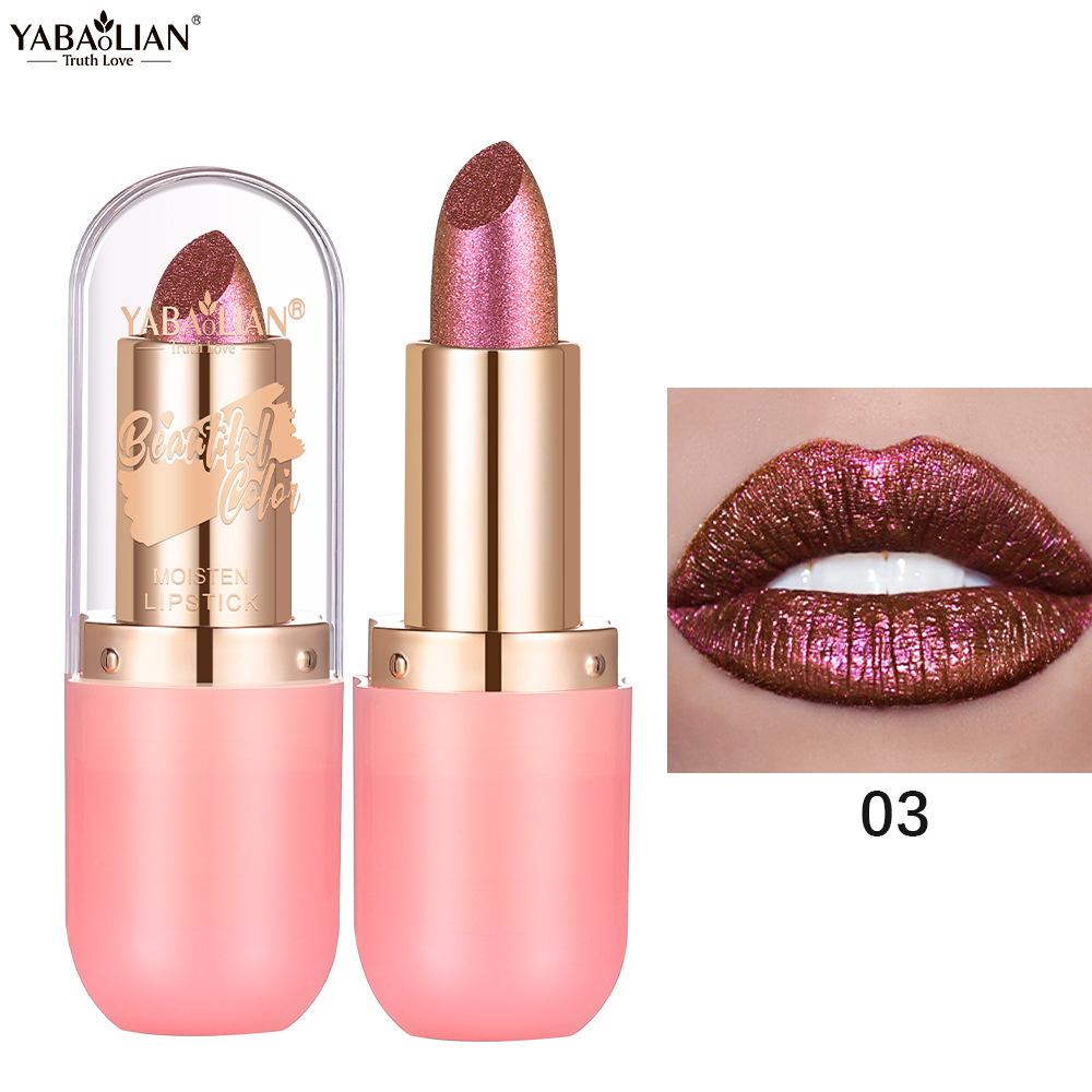 Metalická fialová chameleonská rtěnka Měnící barvu Matná třpytivá diamantová rtěnka Vodotěsný perleťový lesk na rty Sexy make-up