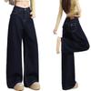 Dark blue high-waisted narrow wide-leg jeans women's new summer loose and thin straight floor pants