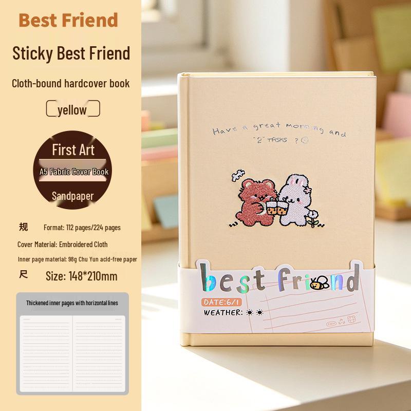 Cute Embroidered A5 Notebook & Planner Diary for Students