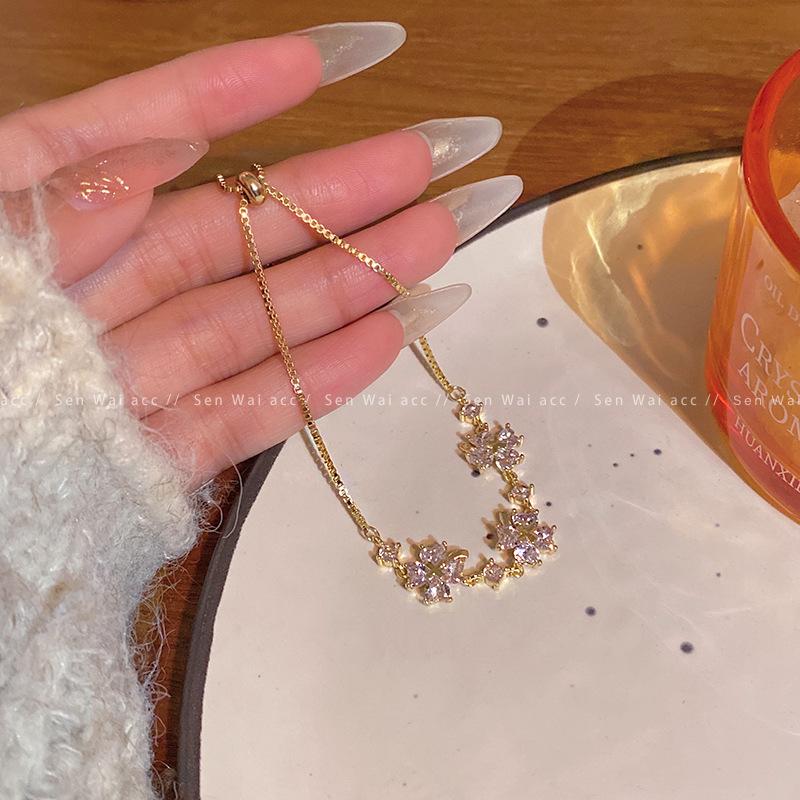 Micro-inlaid Zircon Love Bracelet Women's Light Luxury Niche Temperament Pull-out Bracelet Jewelry