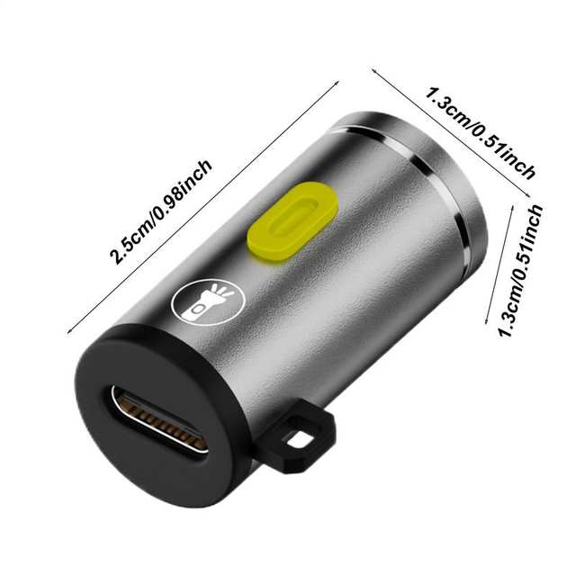 Type-C LED Multifunctional Strong Light Pocket Keychain Flashlight Outdoor Hiking Camping Mini Flashlight Small Torch Light