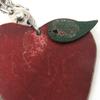 Used HERMES Bag charm Apple fruits leather/Silver925 Red green key ring
