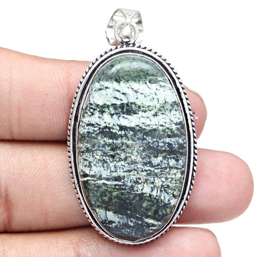 Pendant Zebra Jasper Gemstone Handmade Gift For Her Silver Jewelry 2"