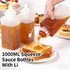 Botella de Salsa para Apretar de 1000ML con Tapa Calibre Grande Botella de Plástico para Apretar Mermelada Dispensador de Condimentos Tarro de Condimentos a Prueba de Polvo para Cocina