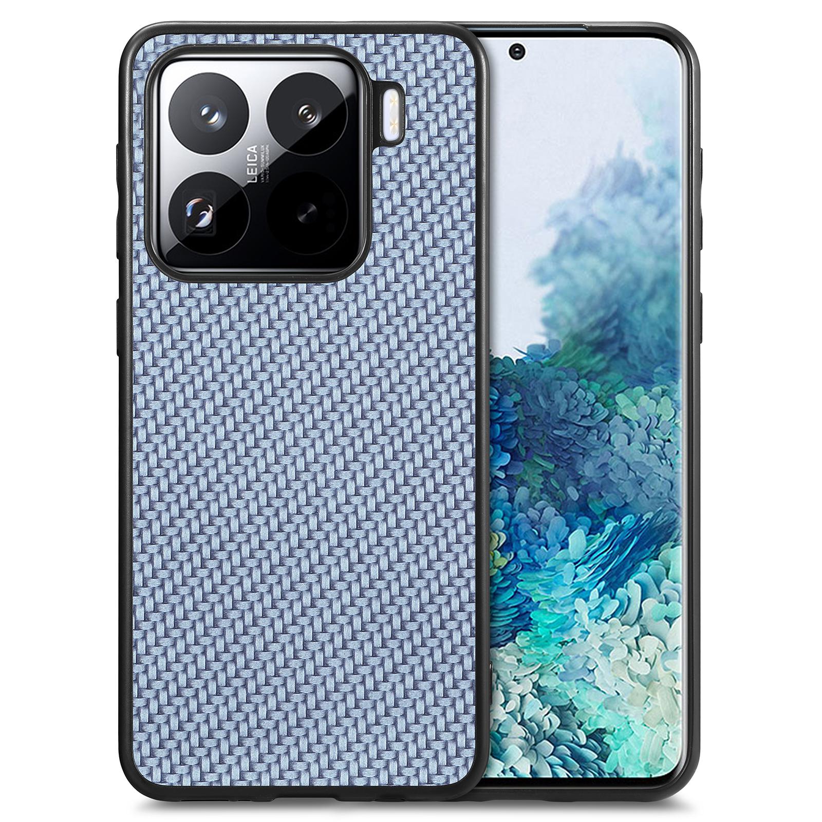 

For Xiaomi 15 Case Carbon Fiber Texture PU+PC+TPU Phone Cover Blue