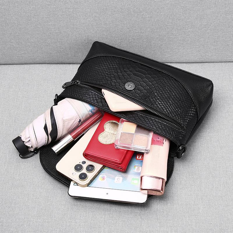 Unterarm Ledertasche für Damen, Geprägtes Schlangenmuster Erste Schicht Rindsleder Diagonale Umhängetasche Kleine Tasche, Damen Schulter Umhängetasche