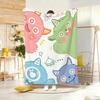 Pastel Healing Design Cute Little Monster Throw Lightweight Flannel Blanket Soft Skin-friendly for Summer Cooling