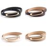 Minimalist Women Leather Belt With Elliptical Flat Buckle For Dress And Jeans