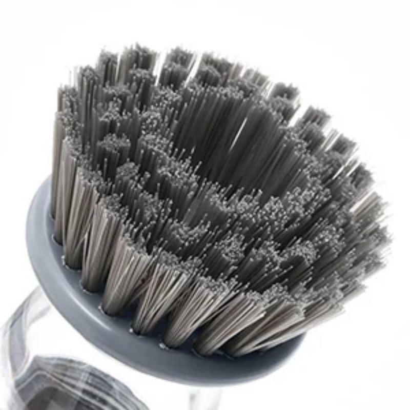 Set of 2 Dish Brush with Soap Dispenser, Kitchen Dish Scrubbers Set with Draining Tray for Washing Dishes/Pots