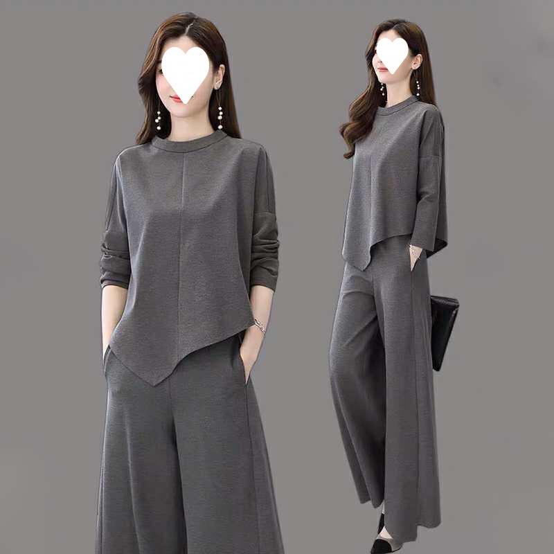 Single/wide-leg Trousers Suit for Women, Slimming Down, Modern Style, Casual Temperament, Two-piece Culottes Set