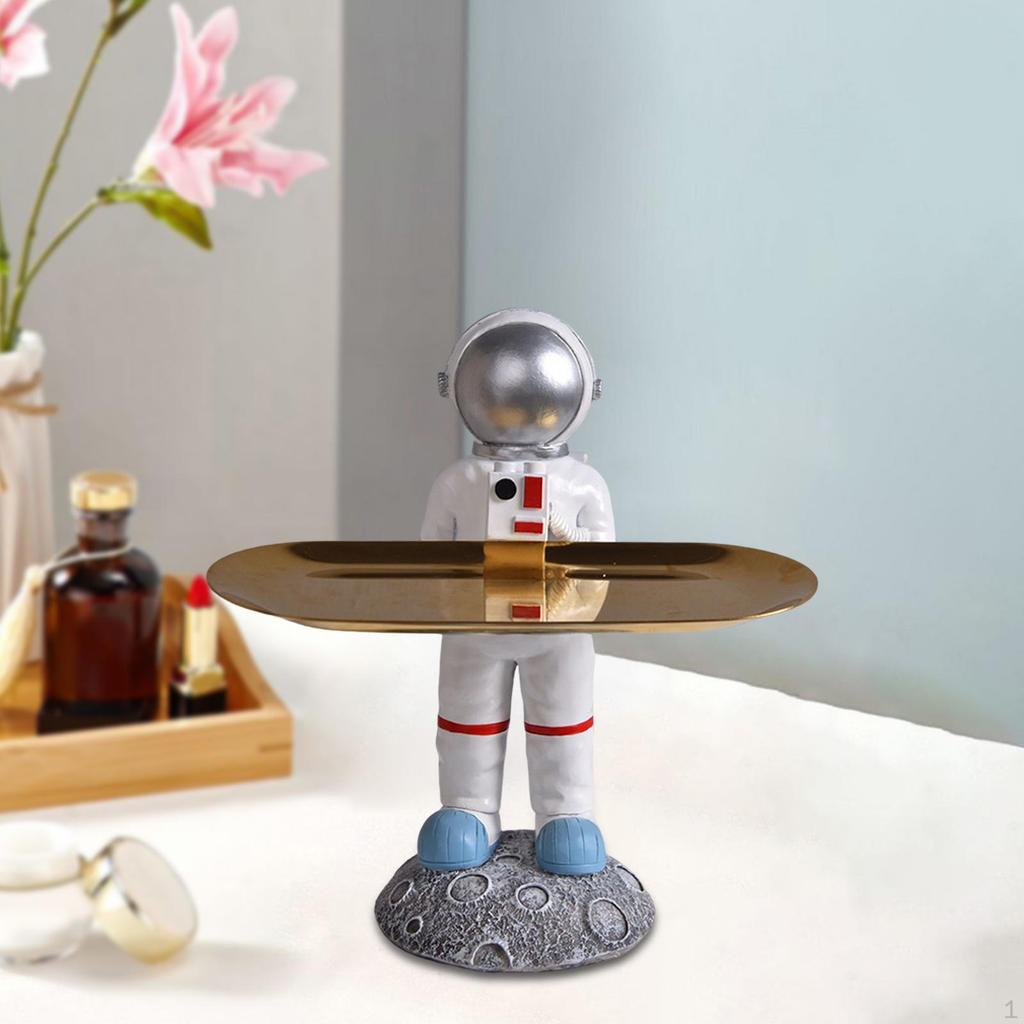 Chic Astronaut Statue, Holder Organizer Resin Figurine European Sundries Storage Tray for Dining