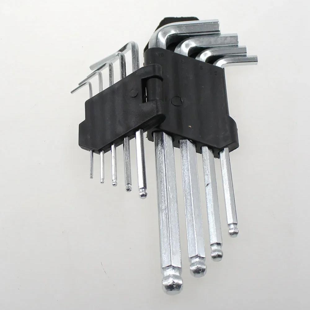 9pcs/set L Type Double Tip Screwdriver Hexagonal Key Set Allen Flat Ball Torx Star Head Key Set Hand Tools