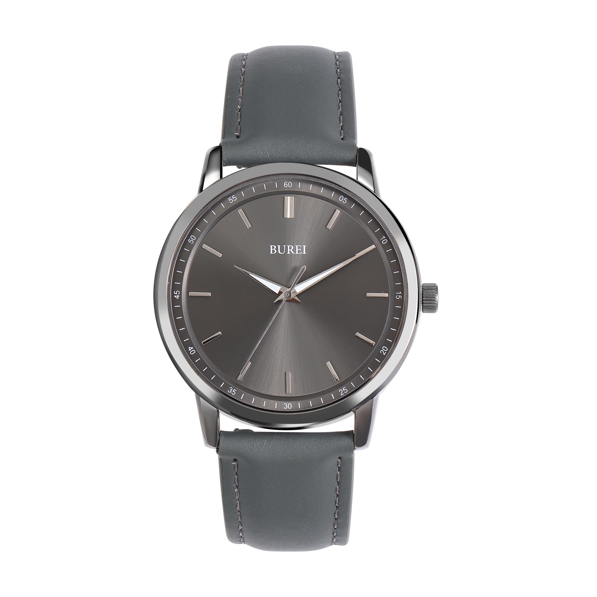 

Аналоговые кварцевые часы BUREI с водонепроницаемым серым кожаным ремешком, стильные, деловые, легкие и удобные, идеально подходят для мужчин и станут отличным подарком на день. Мужской ремешок,