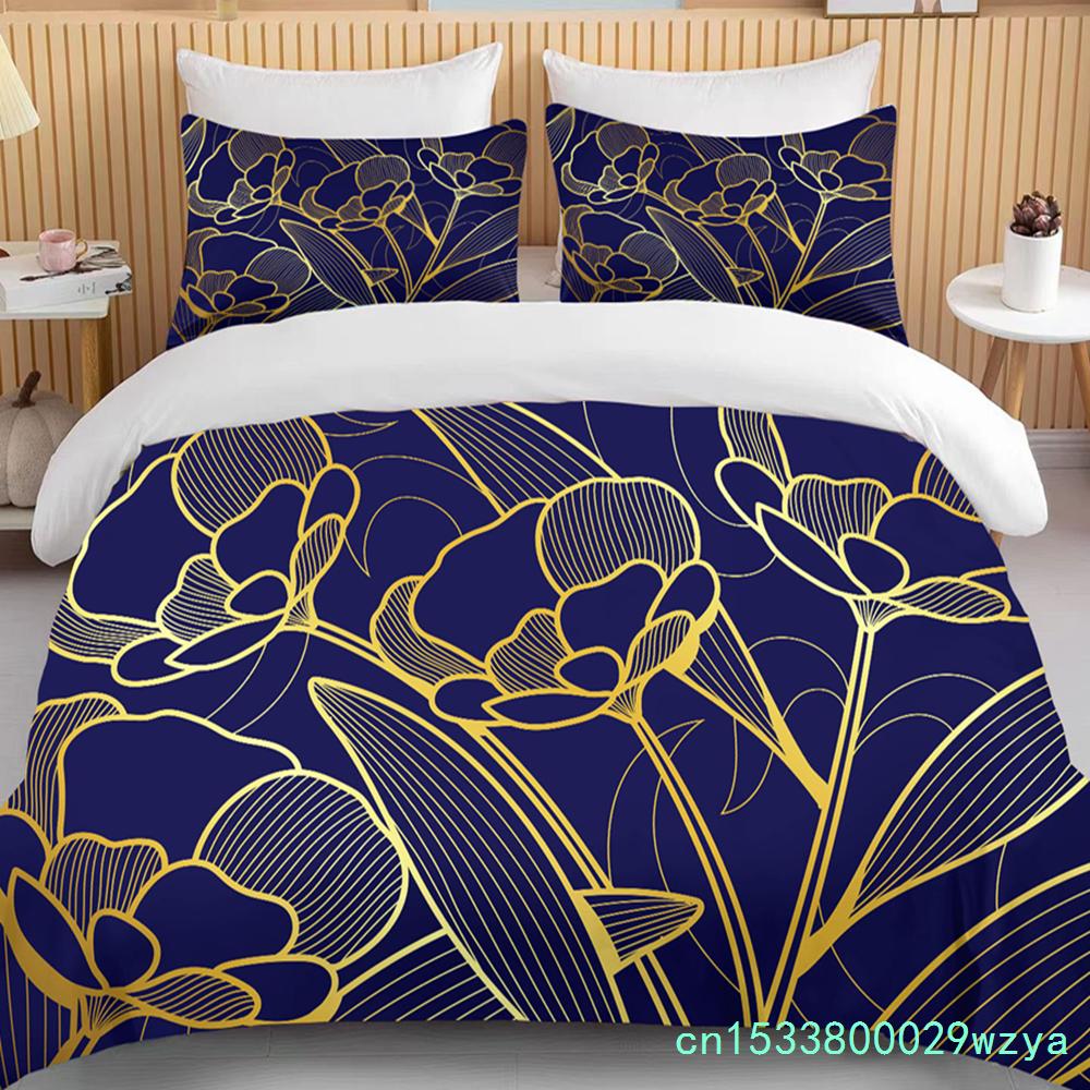 Botanische Bloem Tweepersoons Dekbedovertrek Bed Europese Beddengoedsets Hometextiel Luxe Kussenslopen Slaapkamer Beddengoedsets