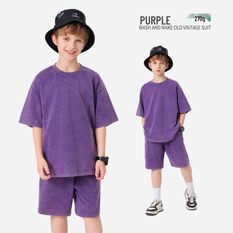 Pure Cotton Retro Short Sleeve Round Neck Loose T-Shirt for Children & Toddlers - Trendy Spring/Summer Kids' Clothing