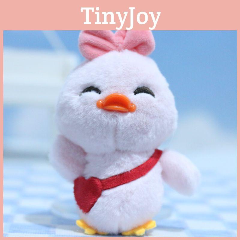 Cute Pink And Yellow Duck Plush Keychain Fluffy Stuffed Animal Doll Accessory