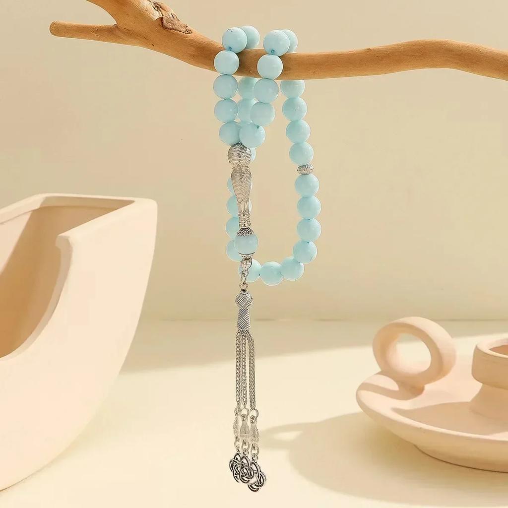 10mm 33pcs Glass Tassel Turkish Muslim Rosary Islamic Prayer Beads Bracelet for Women Jewelry Tasbih Tasbeeh Allah Mohammed