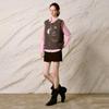 CHUYU Vintage Contrast Trim Crew Neck Embroidered Knit Vest