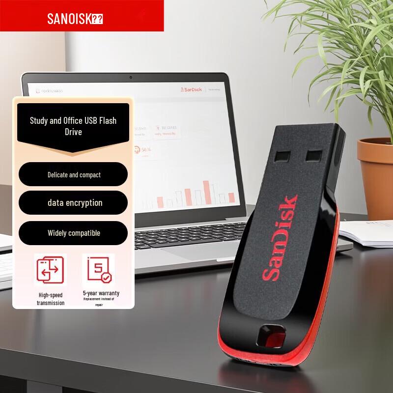 SanDisk Cruzer Blade CZ50 USB 2.0 Flash Drive 64GB