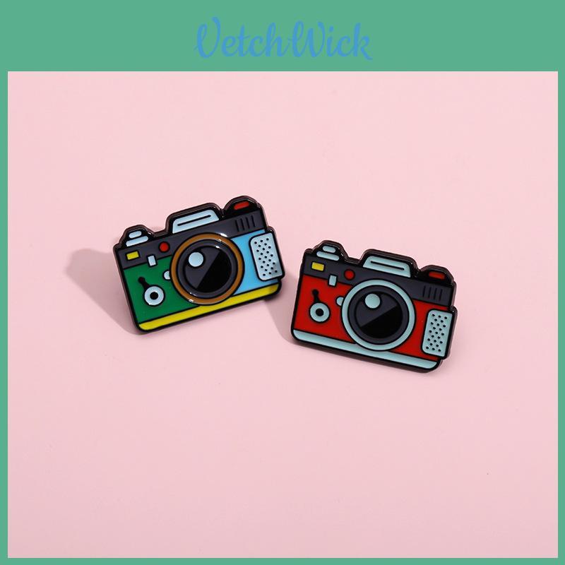 Unique Cartoon Camera Design Metal Enamel Pin Brooch For Stylish Clothing And Bags