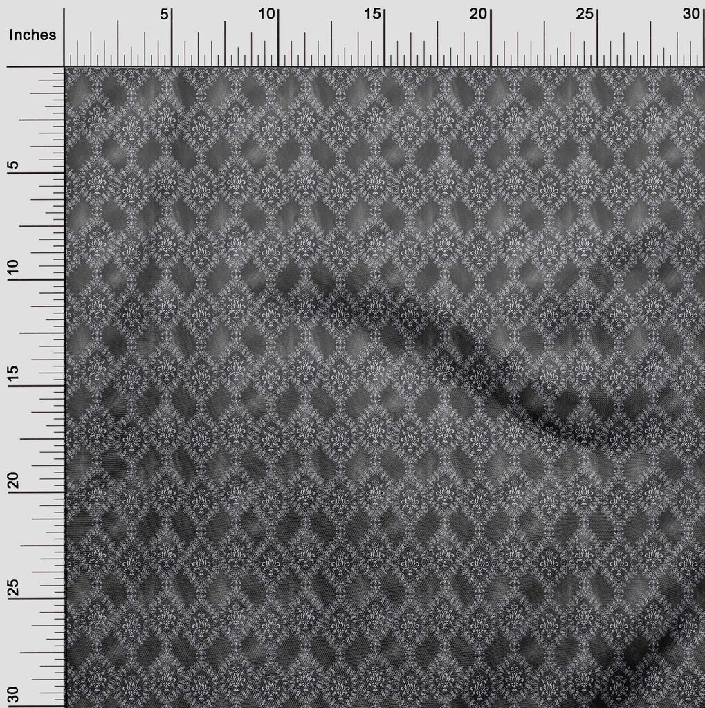 oneOone Cotton Poplin Gray Fabric Damask Quilting Supplies Print Sewing Fabric By The Yard 42 Inch