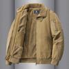Men's Thick Velvet-Lined Cotton Jacket - Warm & Loose Lapel Workwear with Lambswool