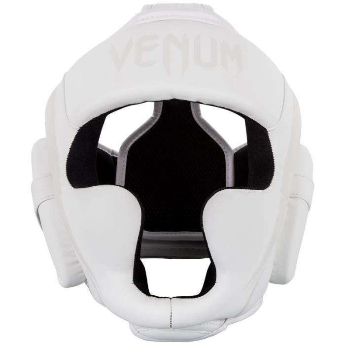 Casque De Boxe - VENUM - ELITE - Cuir Shintex Premium - Mousse Triple Densité - Blanc/Blanc