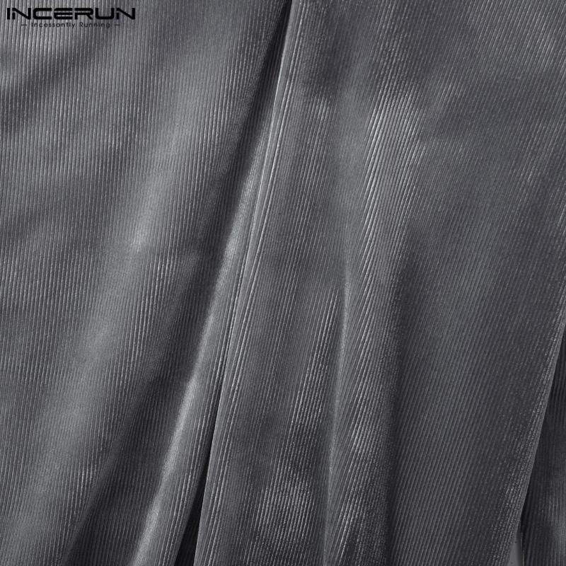 INCERUN Autumn Men Long Sleeve Texture Fitted Pullover Tops Undershirts