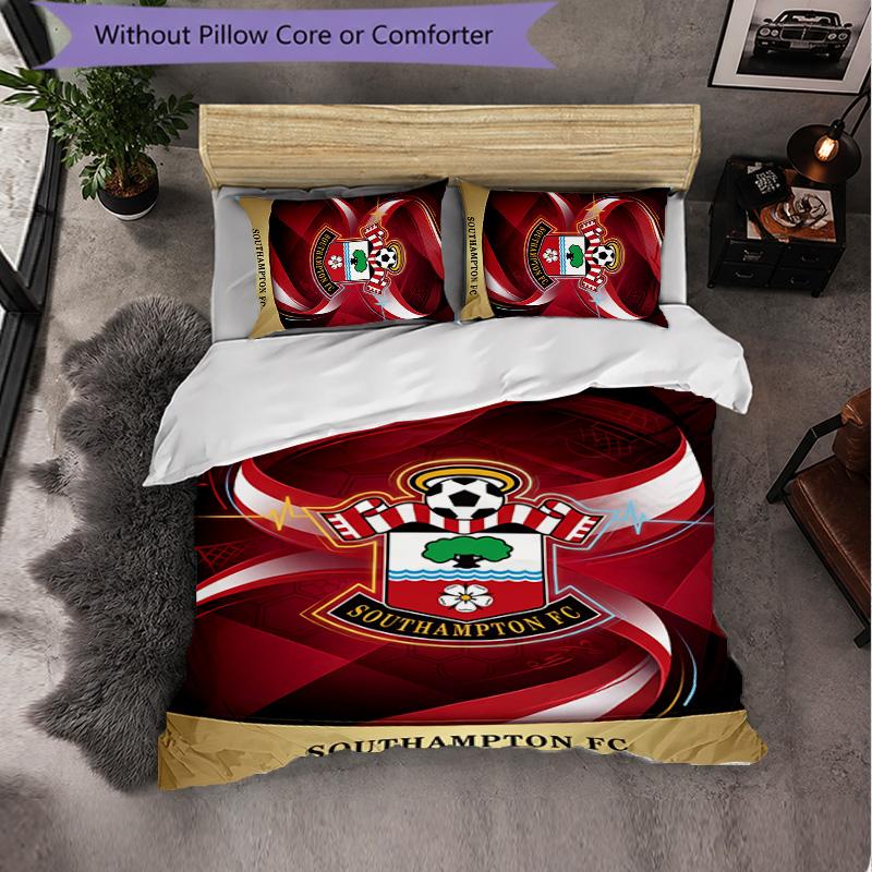 Southampton Football 3 Piece Bedding Set Soft Duvet Cover Set with Pillowcases Printed Bedroom Decor Set for Home