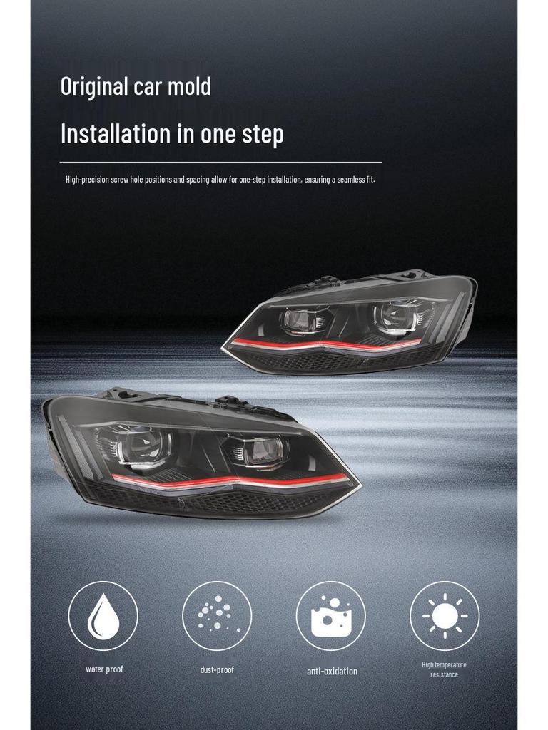 11-18 VW Polo Headlight Assembly: Dual Projector, Flowing Turn Signal, Daytime Running Lights