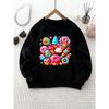 Round Neck Sweatshirt with Cartoon Dessert and Candy Pattern, Comfortable Top, Versatile for Daily Wear, Suitable for Parties