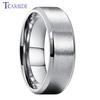 Dropshipping 8mm Stainless Steel Wedding Ring Men Women Daily Life Gift Jewelry Grooved Beveled Brushed Comfort Fit