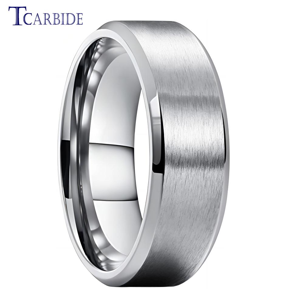 Dropshipping 8mm Stainless Steel Wedding Ring Men Women Daily Life Gift Jewelry Grooved Beveled Brushed Comfort Fit