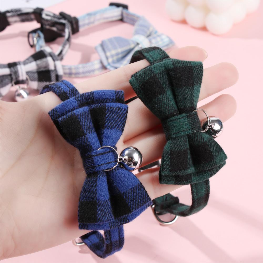Cat Buckle with Bell Grid Collar Cats Collar Pet Supplies Puppy Collar Kitten Collar