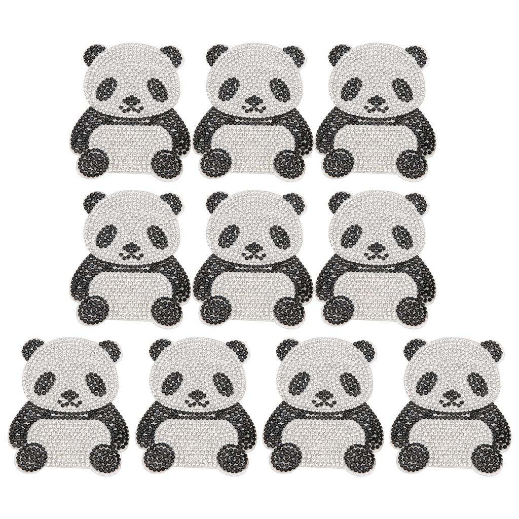 10Pcs Rhinestone Patch Iron On Crystal Applique Cartoon Decoration for DIY CraftPanda