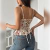 Sexy Floral Print Backless Tie-Up Bandeau Top Ruffles Slimming Spaghetti Strap Spring Summer Women's Y2K Fashion Tops