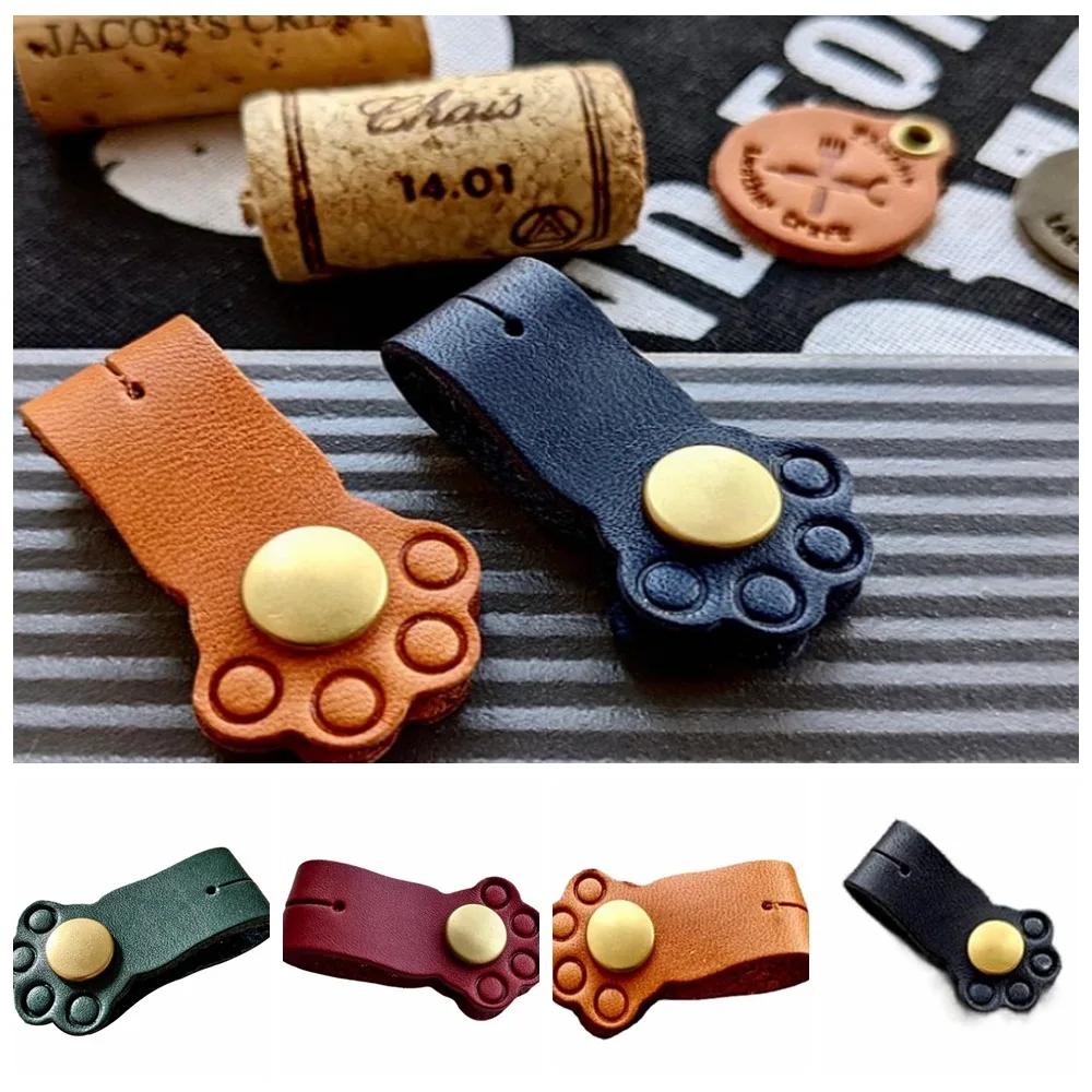 Earphone Cord Organizer Cute Animal Leather Cable Winder Cable Protector Clip Anti Loss Wire Ties Cat Claw Shape