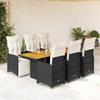 VidaXL Garden Bistro Set 7 Pcs Cushions Black Poly Rattan 3277133